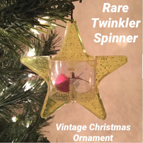Vintage Twinkler Spinner Yellow Star Birdcage Spinner Christmas Ornament - Picture 1 of 15
